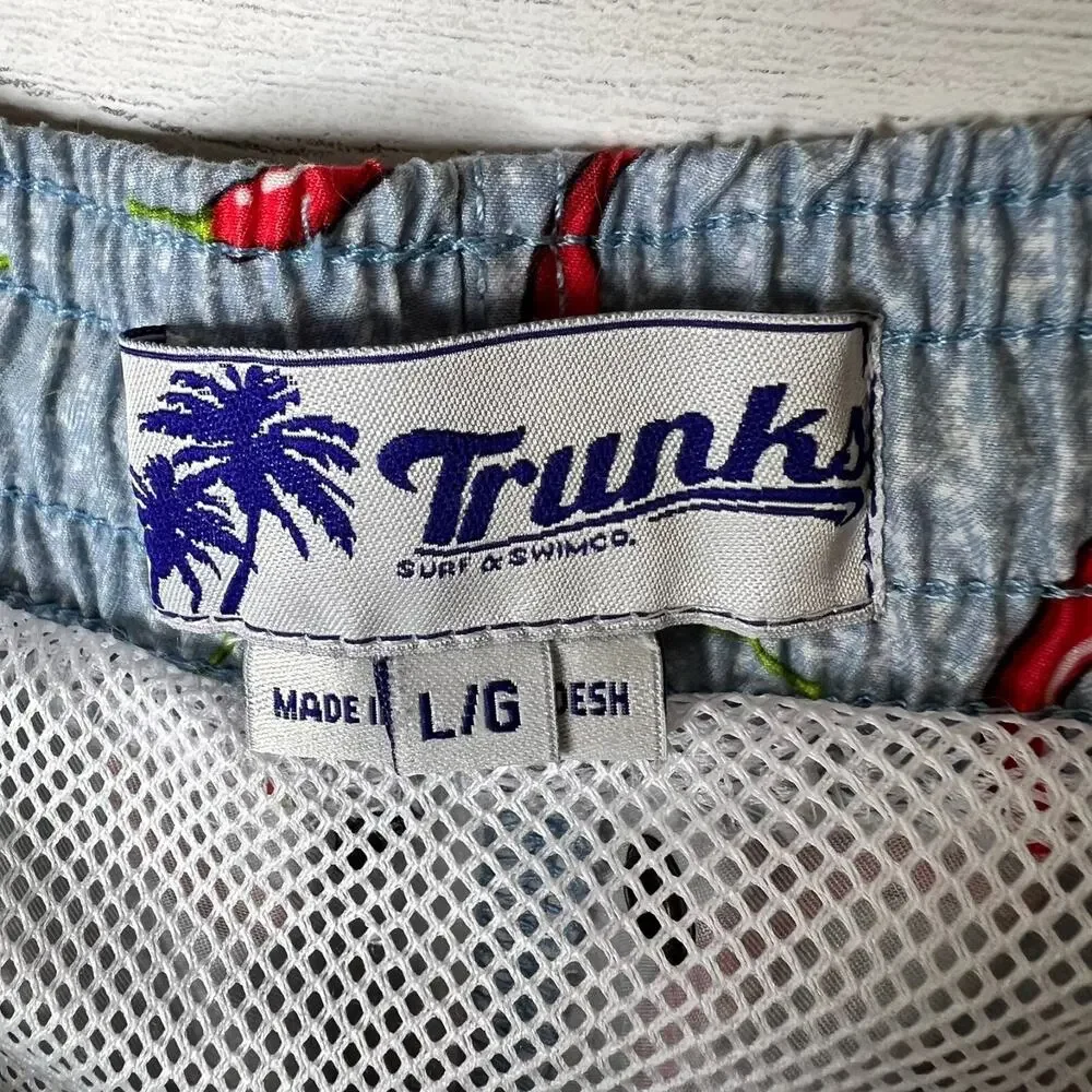Trunks Surf & Swim Co. Swim Shorts Mens Size L/G Blue Red Hot Chili Pepper